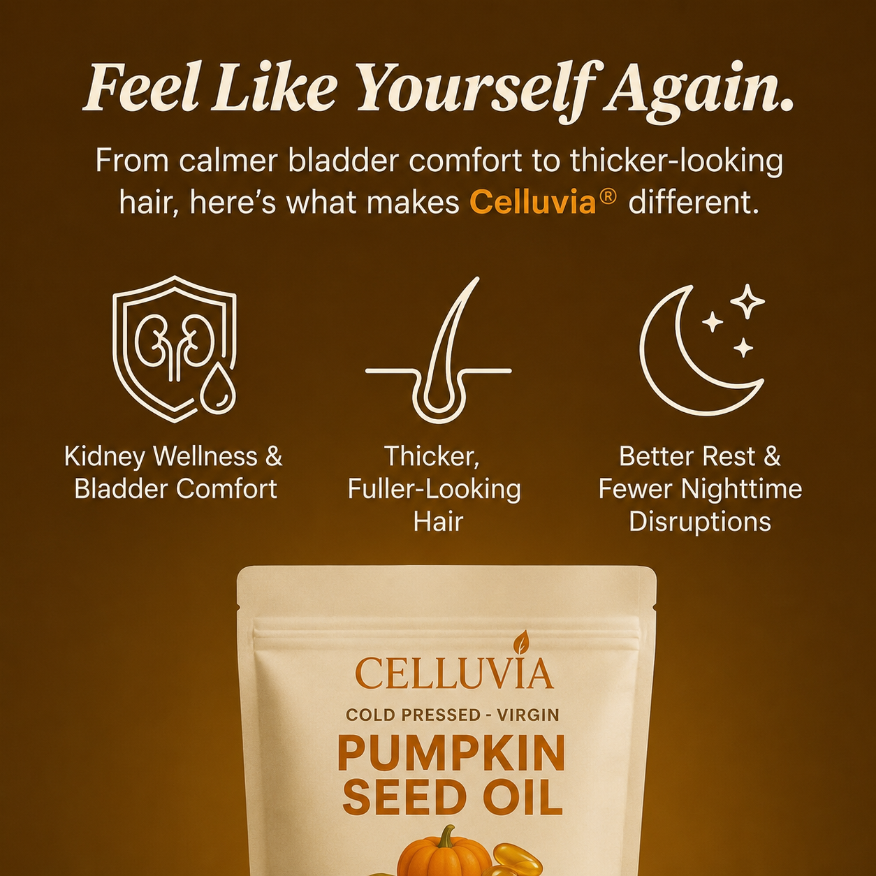 celluvia Pumpkin Seed Oil Softgels – Naturally Strengthens Kidney Health and Bladder Comfort from Within